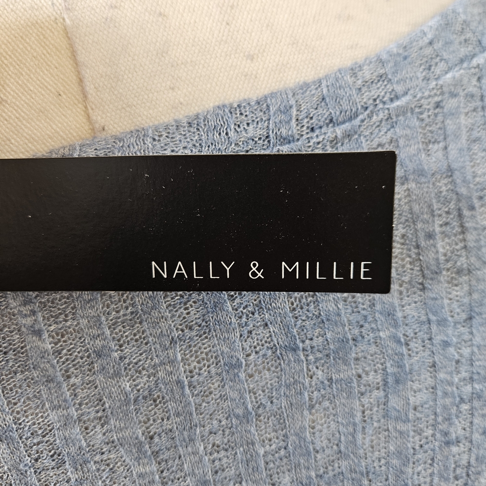 Nally & Millie Ribbed Knit Long Sleeve Top – Blue – Size L/XL NWT - Picture 10 of 11